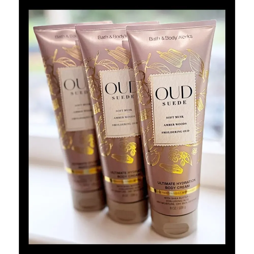 Bath & Body Works Oud Suede 8 oz Ultimate Hydration Body Cream x3